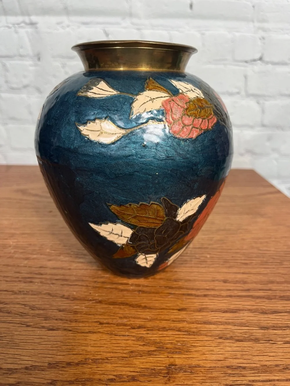 VINTAGE Cloisonne teal base|4.25” tall - Picture 1 of 8